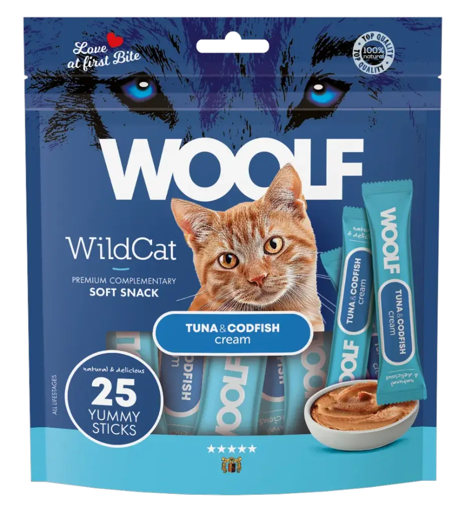 Woolf Wildcat Regular Cream : Tuna & Codfish - 25 Stuks