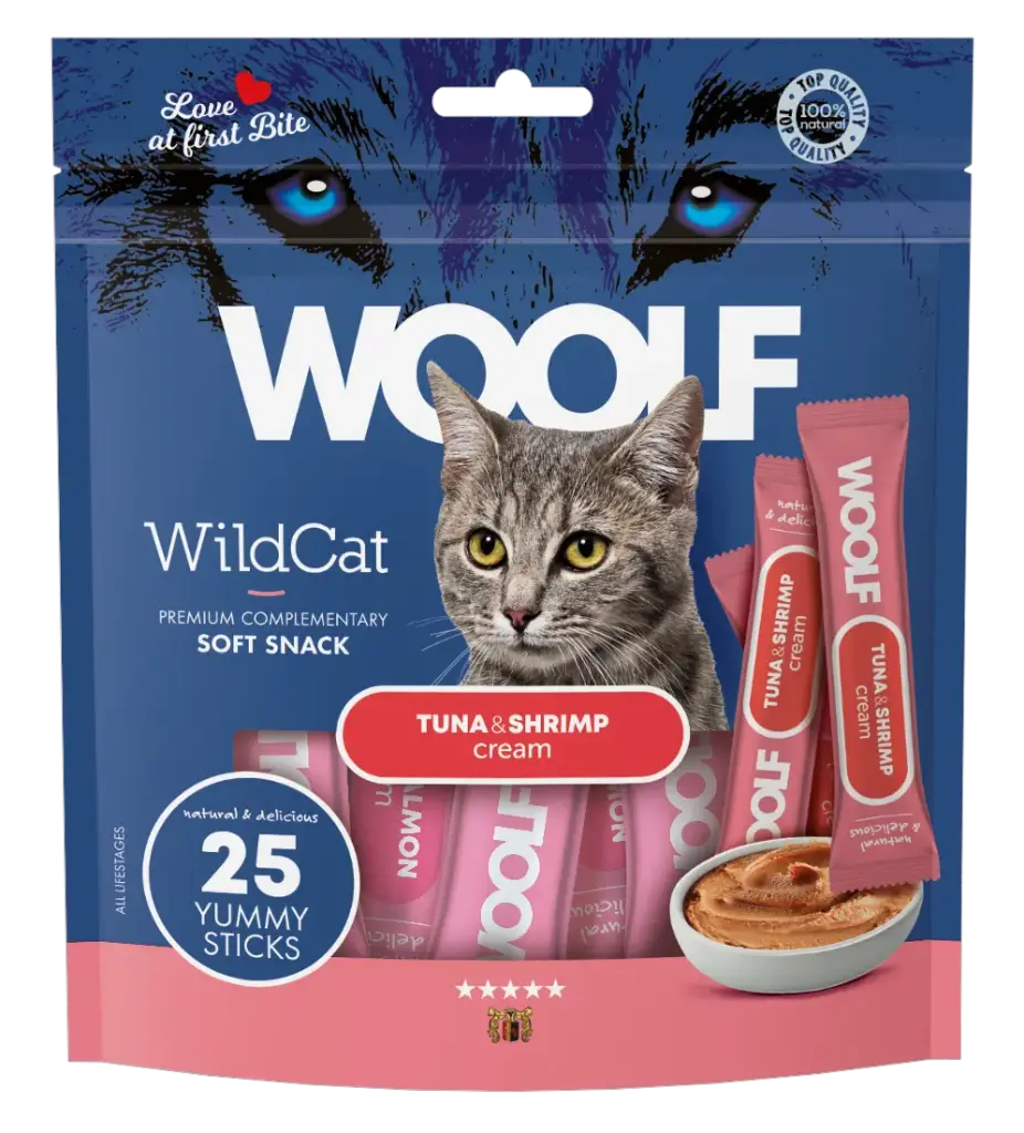 Woolf Wildcat Regular Cream : Tuna & Shrimp - 25 Stuks