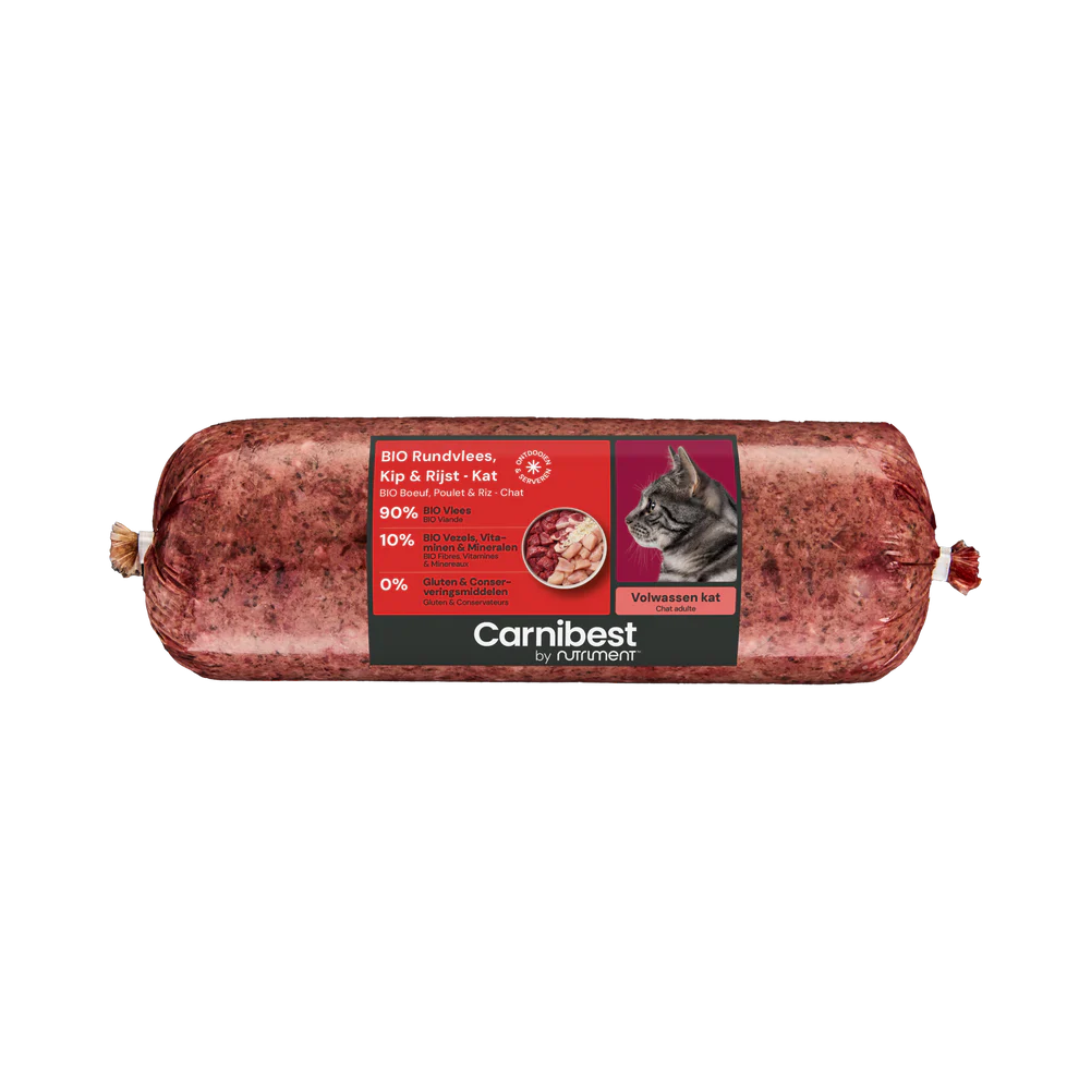Carnibest : BIO Rundvlees, Kip & Rijst - Kat - 1 kg
