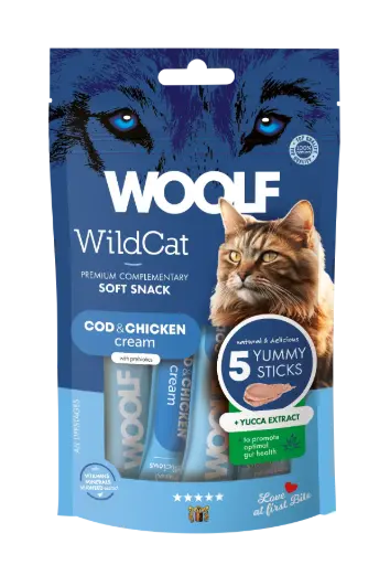 [4DC0050084] Woolf Wildcat Functional Cream : Cod & Chicken - 5 Stuks