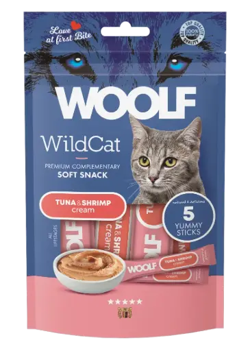 [4DC0050088] Woolf Wildcat Regular Cream : Tuna & Shrimp - 5 Stuks