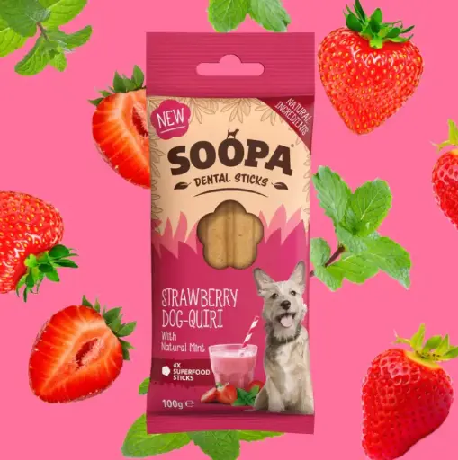 [4DC0470011] Soopa : Dental Sticks : Strawberry Dog-Quiri 