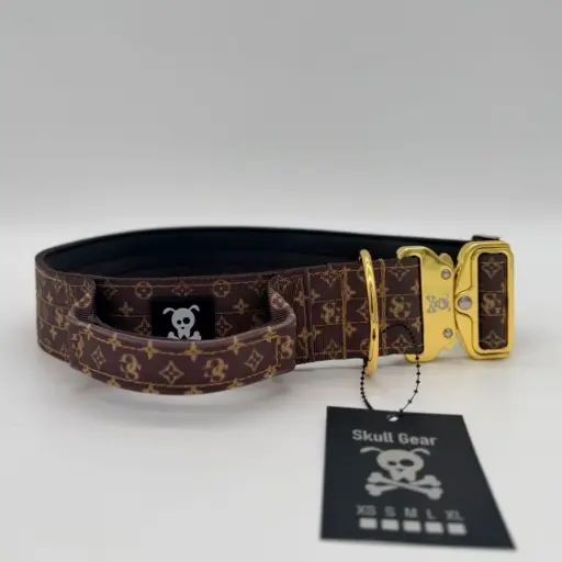 Skull Gear : Designer Halsband met Handvat - Deluxe Gold