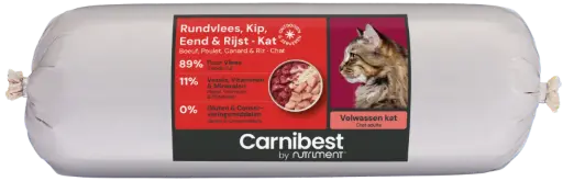 [4DC0130031] Carnibest : Rundvlees, Kip, Eend & Rijst - Kat - 1 kg 