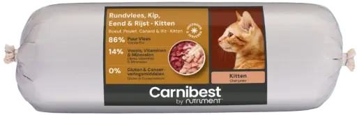 [4DC0130033] Carnibest : Rundvlees, Kip, Eend & Rijst - Kitten - 1 kg
