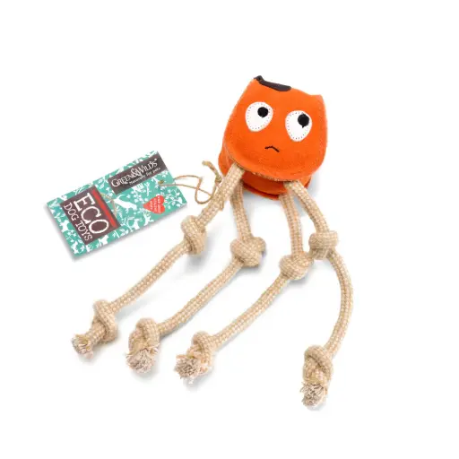 [4DC0220052] Green & Wilds : Sid the Squid, Eco Dog Toy