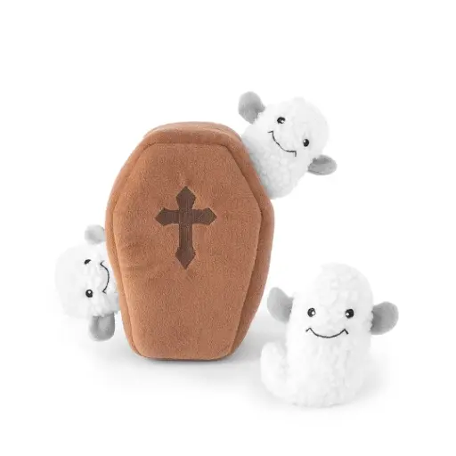 [4DC0270193] Zippy Paws : Halloween Burrow Coffin with Ghosts
