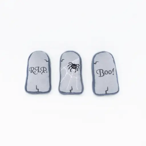 [4DC0270212] Zippy Paws : Halloween Miniz 3-pack Tombstones